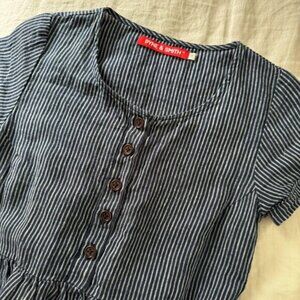 EUC Pyne and Smith no 11 in small indigo stripe